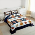 thumbnail image 3 of Castle Fairy Teens Sport Baseball Football Basketball 3 Pieces Queen Comforter Set,Ball Gamer Ultra Soft Bedding Sets,Geometric Plaid Bedding Comforter Set,Breathable Home Decor, 3 of 8