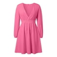 thumbnail image 4 of Mini Dress Deep V Sexy Dress Long Sleeve Dress For Women A Line High Waisted Casual Flowy Dress Ruffle Maxi Dress Flowing Dresses for Women Cute Summer Outfits for Women Wrap Dress for Women Summer, 4 of 4
