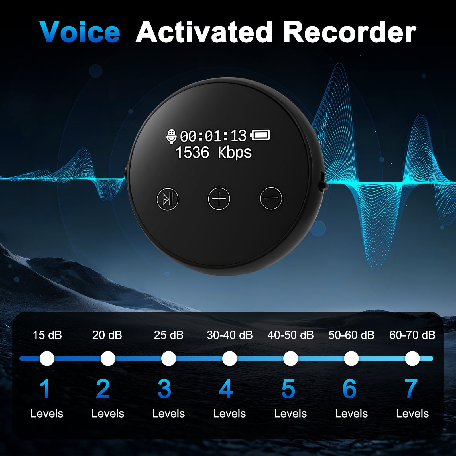 AMTPM 64GB Digital Voice Recorder, DSP Noise Reduction HD Audio Recording, One-Touch & Voice Activated Recorder with Password Protection, USB Direct, 20H Battery for Lectures Meetings Interviews