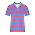 thumbnail image 4 of QATAINLAV Mens Polos T Shirts Casual Oversized Short Sleeve Button Lapel Golf Tee Shirt Fashion Stripe Vacation Beach Tops Pink XXL Prime Today, 4 of 5