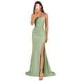 thumbnail image 1 of Vestido de dama de honor KNCERY de satén verde salvia para mujer, talla 8, 1 of 6