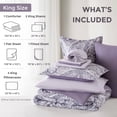 thumbnail image 6 of Regency Heights King Size Comforter Sets, 9-Piece Bed in a Bag King, Purple Bedding Comforter Set with Comforter, Flat Sheet, Fitted Sheet with Side Pockets, 6 of 9