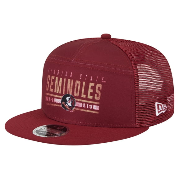 Men's New Era Garnet Florida State Seminoles Split Panel 9FIFTY Snapback Trucker Hat
