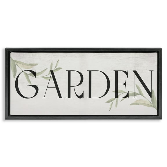 Stupell Industries Garden with Plant Sprigs Plants & Flowers Painting Black Floater Framed Canvas Art Print Wall Art, 25 x 11