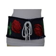 thumbnail image 5 of Women Wide Blue Denim Fabric Corset Belt Red Flower M, 5 of 16