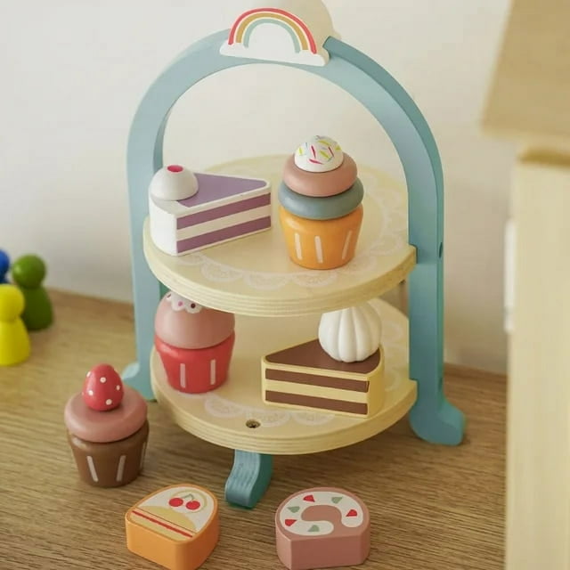 Children‘s Home Cooking Mini Kitchen Toy Girl Cooking Toy Simulation Wooden Tea Set Ice Cream Rack Bread Machine kitchen Toys