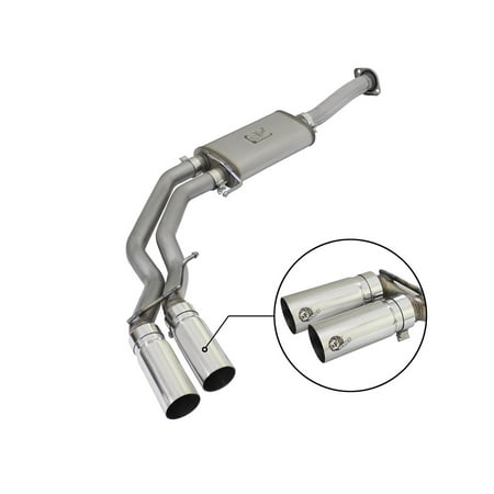 aFe Power 49-43081-P Rebel Series Cat-Back Exhaust System; 3 in. Inlet/Muffler Dual 2.5 in. Outlet; 409 Stainless Steel; Middle Side Exit; Dual 3.5 in. Polished