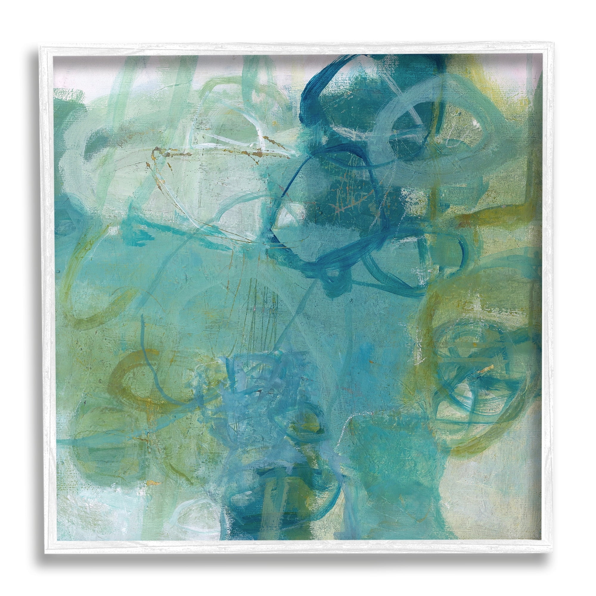 Stupell Industries Busy Blue Green Abstract Painting Overlapping Scribbled Lines, 12 x 12,Design by Carole Leslie