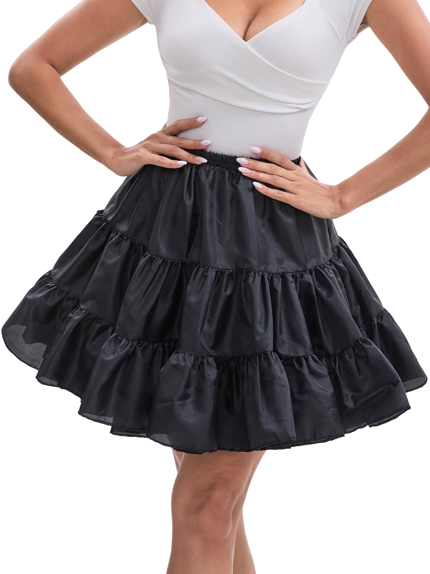 DARING DIVA Women's Vintage Crinoline Half Slips for Proms and Formal Events M Black 50cm