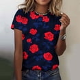 thumbnail image 1 of QIPOPIQ T-Shirts Vintage pour Femmes Mode Décontractée Col Rond Manches Courtes T-Shirt Imprimé Top Liquidation, 1 of 5