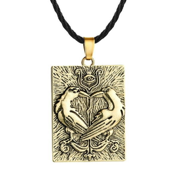 PikaLF Raven Necklace for Men, Norse Viking Raven Pendant Necklace with 19.7” Chain, Celtic Odin Raven Totem Amulet Necklace, Vintage Crow Couple Necklace, Punk Animal Bird Jewelry Gift for Men