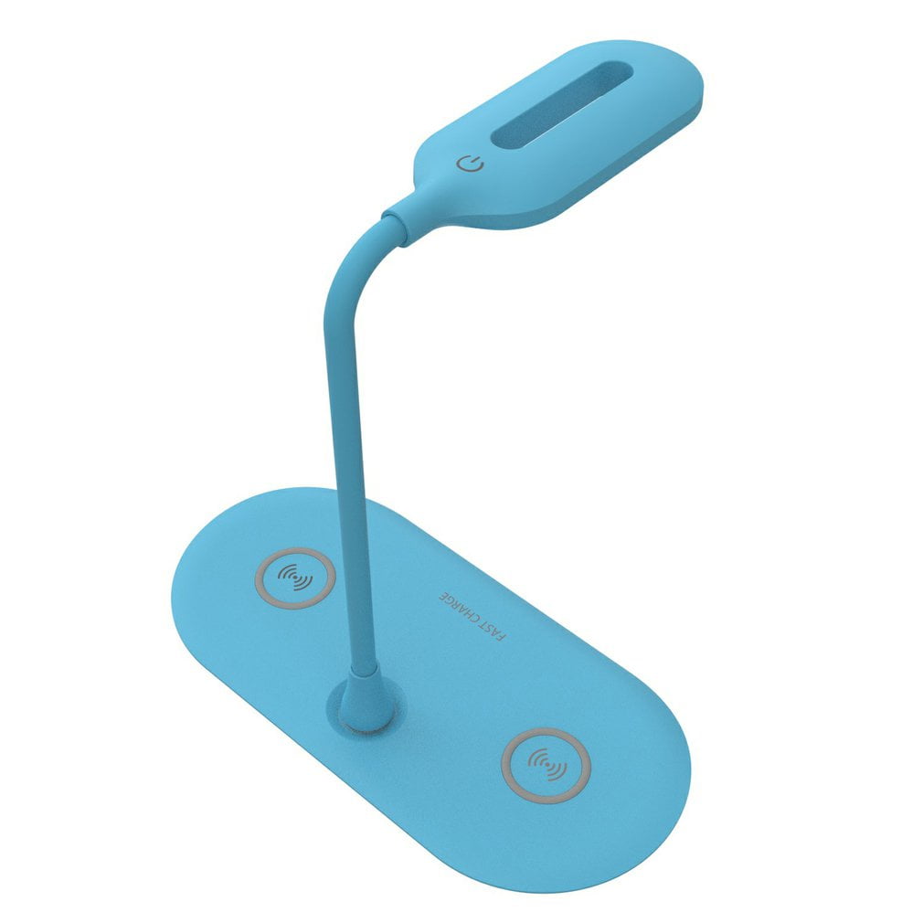 LED Desk Lamp Double Wireless Charging 3 Steps Dimmable Table Reading