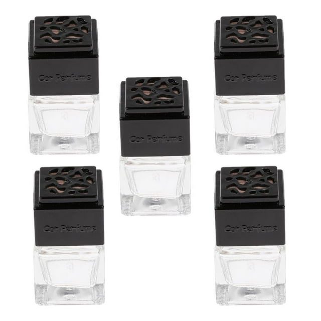 lionlar 5 Essential Oil Diffuser Bottles, Hanging Car Perfume Dispenser Pendant Necklace Black