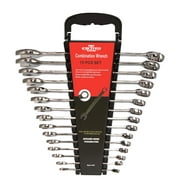 EXCITED WORK 15 Pcs Set of Advanced Combination Wrenches, Black Nickel Process and Cr-V Steel Material, Metric 8-22mm, 12 Angle, Installed in Wrench Bracket
