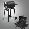 thumbnail image 7 of 86 * 52 * 103cm black cylindrical oven with side panels and wheels, high-temperature powder smoked carbon oven, 7 of 7