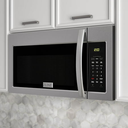 ZLINE Over the Range Convection Microwave Oven in Black Stainless Steel with Modern Handle and Sensor Cooking - Black