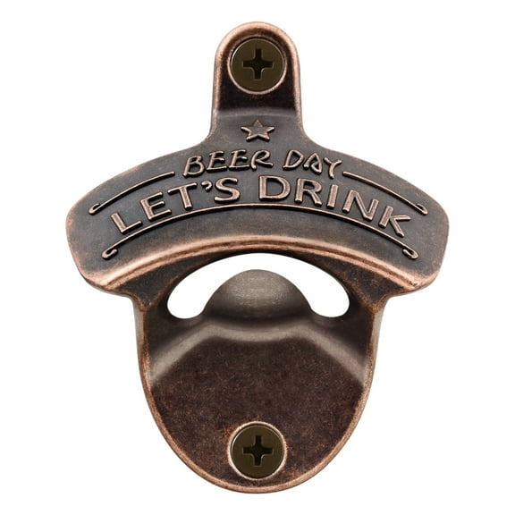 HAIICEN Anique Copper Bottle Opener Wall Mount Beer Day Let's Drink Hanging Wall Beer Cap Opener