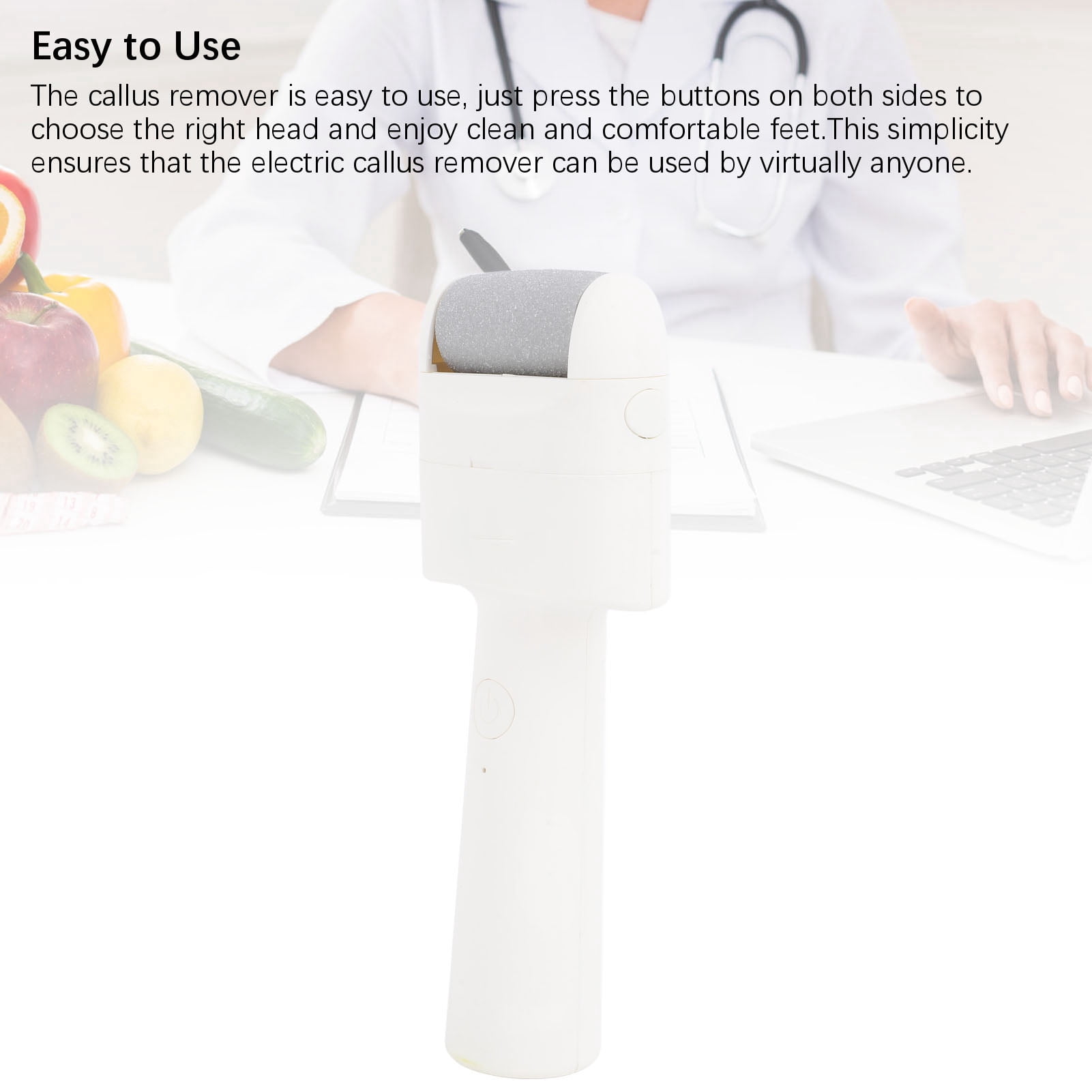 Nieyigj Electric Foot Callus Remover Portable Electric Foot File for Dead Skin and Calluses White, Professional 2-Speed Rechargeable Foot Scrubber (9.45 inches / 24 cm)