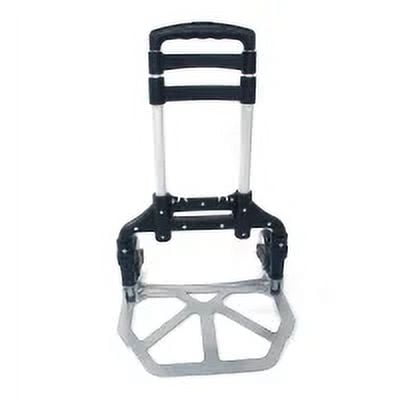 Portable Folding Hand Cart, Aluminum Hand Truck, Push Truck Trolley, Lightweight Collapsible Trolley Luggage, 165.35lbs Weight Capacity, Black