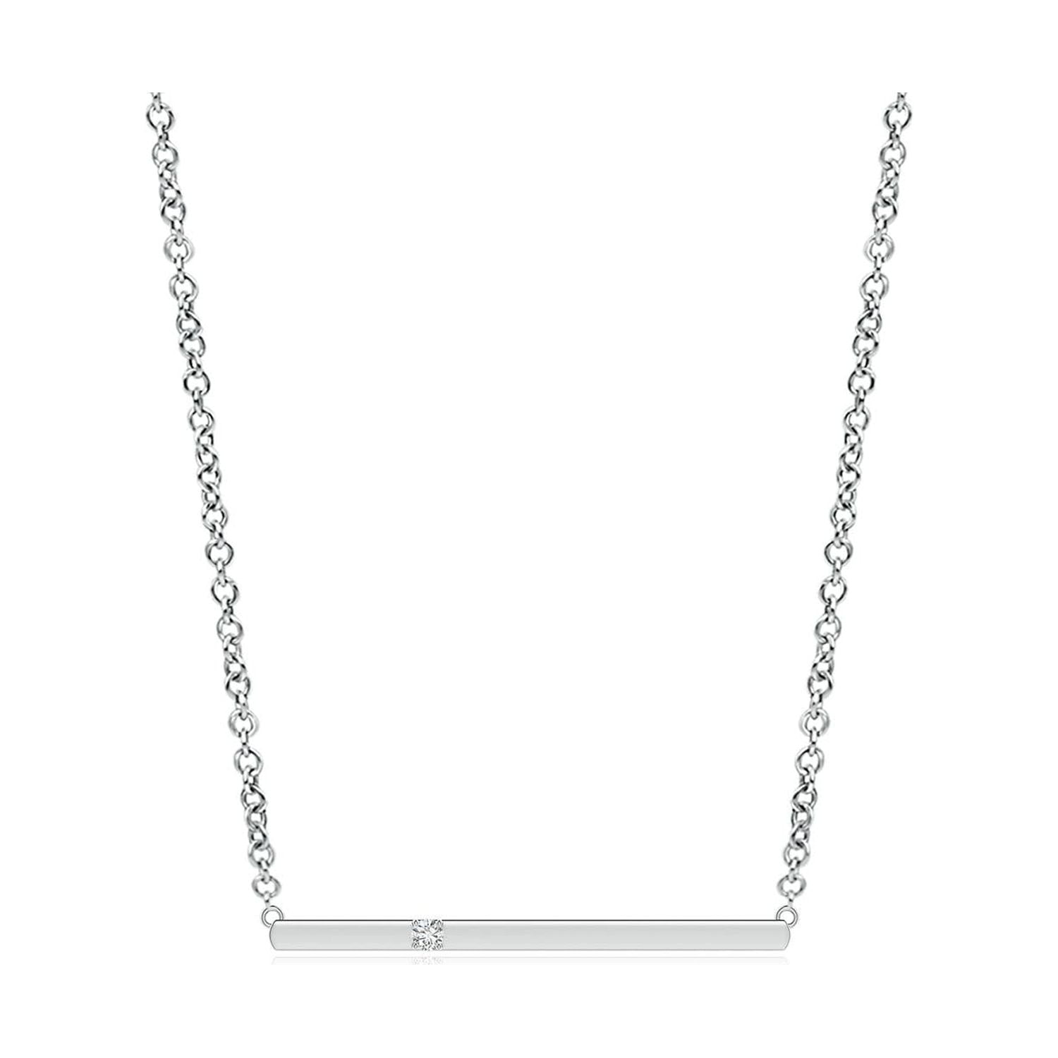 ANGARA Natural Solitaire Diamond Bar Pendant Necklace in 14K White Gold for Women (Size-1.7mm| Color-H| Clarity-SI2) | April Birthstone, Anniversary, Jewelry Gift for Women | Natural Diamond Necklace