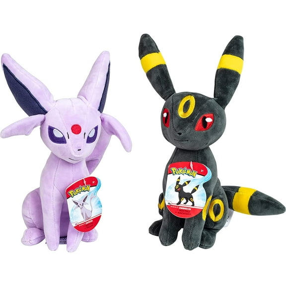 Pokemon 8" Espeon & Umbreon Plush 2-Pack - Officially Licensed - Eevee Evolution Figures - Quality Soft Stuffed Animal Toy - Gift for Kids, Boys, Girls - 2