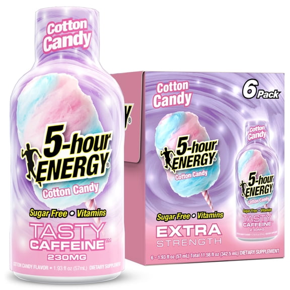 5-hour ENERGY Extra Strength Shots, Cotton Candy Flavor, 1.93 Fl Oz, Pack of 6