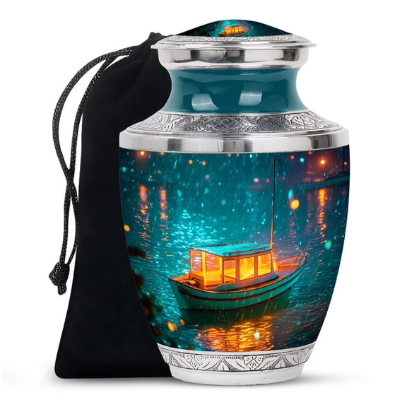 SABURIAL Boat Cremation Urns for Human Ashes Adult Female - Burial Urn for Human Remains - Memorial Funeral Urn for Ashes for Women & Men Ash - 10 Inch - Large Decorative Urn