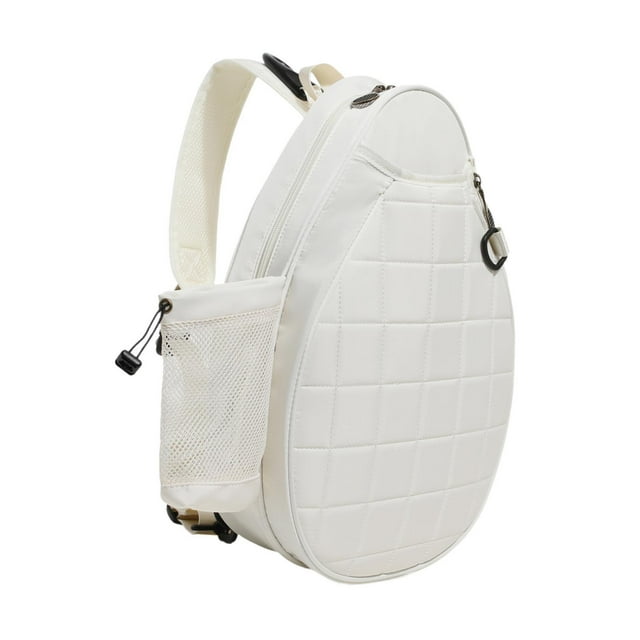 bedienty Tennis Racket Shoulder Bag Water Resistant Adults Racket Storage Tennis Tote White 30x10x46cm