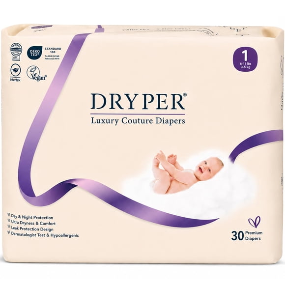 Pañales DRYPER talla 1 (6-11 lb / 3-5 kg) - paquete de 30