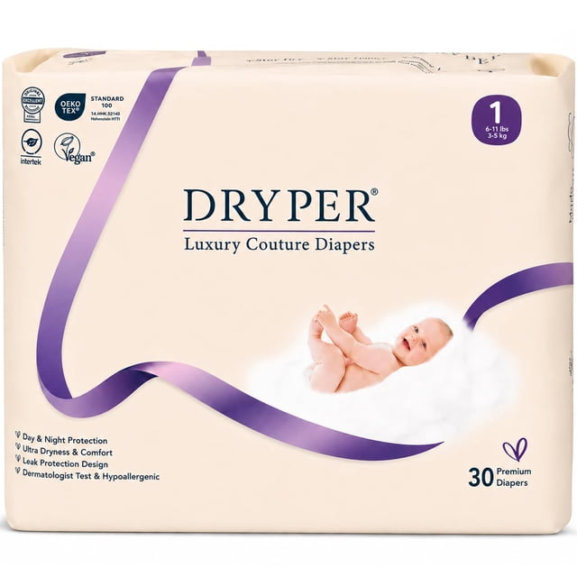 Pañales DRYPER talla 1 (6-11 lb / 3-5 kg) - paquete de 30