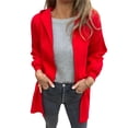 thumbnail image 3 of Cárdigan de Punto para Mujer, Abrigo de Abrigo Extragrande con Capucha y Abertura Frontal Rojo XXL, 3 of 8