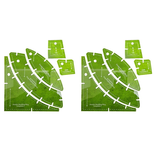 Ensemble de Gabarits de Courtepointe Double Anneau de Mariage - Règle de Courtepointe Acrylique Multifonctionnelle - Outil de Couture Réutilisable pour Patchwork Précis (Vert)