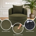 thumbnail image 4 of Ebello Swivel Accent Chair, 360° Round Swivel Barrel Chair with Pillow, Widened Upholstered, Lamb Wool Fabric Detachable Cushion for Living Room, Green, 4 of 10