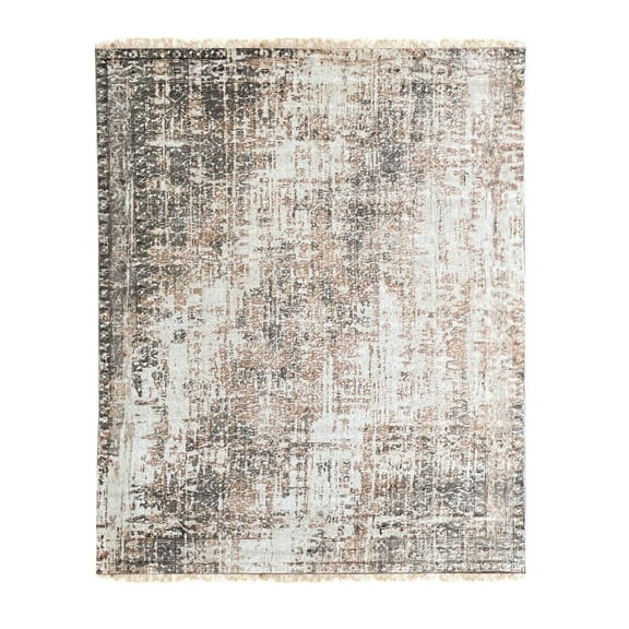 EORC COPPER Hand Knotted Wool Transitional Modern Rug, 7' x 9'