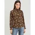 thumbnail image 2 of INSPIRE CHIC Blusa Floral Vintage Cuello Fruncido Con Volantes Manga Larga Para Mujer Marrón L, 2 of 6