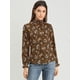 thumbnail image 2 of INSPIRE CHIC Blusa Floral Vintage Cuello Fruncido Con Volantes Manga Larga Para Mujer Marrón L, 2 of 6