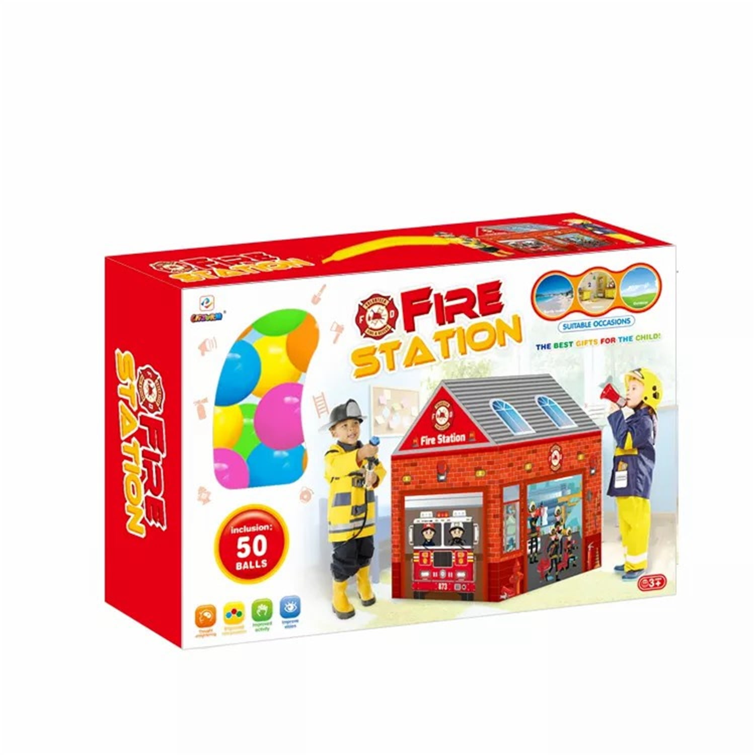 CIPACHO Kid Firemen Play Tent, Children Playhouse Indoor Outdoor Toy, Play House for Boy Girl, Red