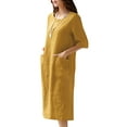 thumbnail image 5 of ZANZEA Cotton Line O-Neck Half Sleeve Side Pockets Mid-Calf Length Dresses Womens, 5 of 6