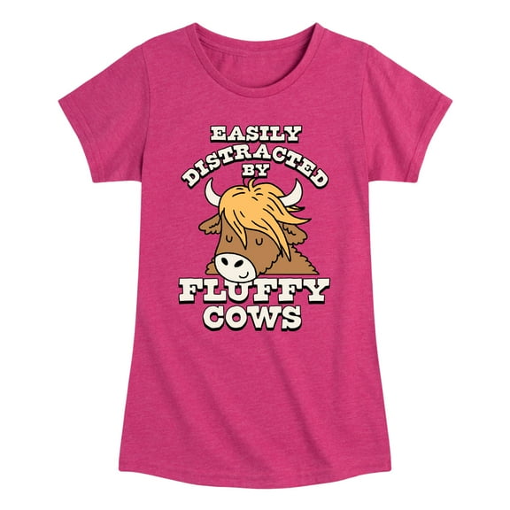 Instant Message - Fluffy Cows - Toddler And Youth Girls Short Sleeve Graphic T-Shirt