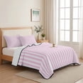 thumbnail image 5 of King Quilt Set 96''x106'', Pink White Stripe Lightweight Bedspread Coverlet Set with 2 Pillow Shams, Modern Minimalist Geometric Striped Breathable All Season Quilt Bedding for Bedroom/Guest Room, 5 of 9