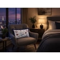 thumbnail image 3 of Fuebueo 20" Patriotic Lumbar Throw Pillow, Independence Day Decorative Cushion with Freedom Script and Fireworks, Scalloped Edge Stars and Stripes, Red White and Blue, 3 of 5
