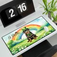 thumbnail image 3 of Happy St. Patrick’s Day Rottweiler with Green Hat Shamrocks Rainbow Desk Mat Full Keyboard Mouse Pad Rottie Dog Lover Gifts Idea Large Mousepad - 03007, 3 of 5