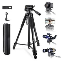 BEBANG 67" Camera Tripod,  Portable and Flexible Tripod with Clip and Adapter, Porfessional Aluminum Tripod Stand for Mirrorless, DSLR, Phone, Camcorder, Spotting Scopes, Binoculars, Telescope