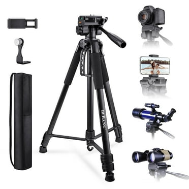 BEBANG 67" Camera Tripod,  Portable and Flexible Tripod with Clip and Adapter, Porfessional Aluminum Tripod Stand for Mirrorless, DSLR, Phone, Camcorder, Spotting Scopes, Binoculars, Telescope