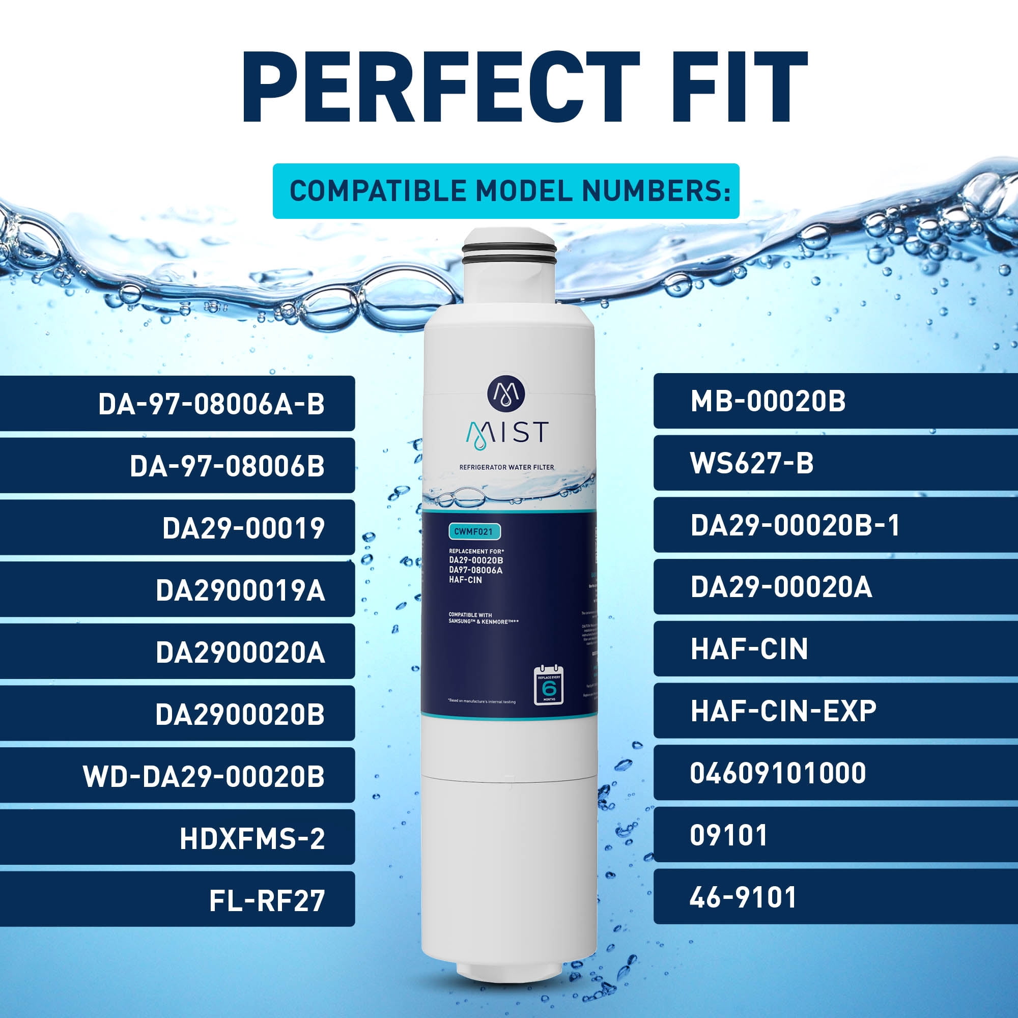 Mist DA29-00020B Refrigerator Water Filter Replacement for Samsung HAF-CIN, NSF Certified