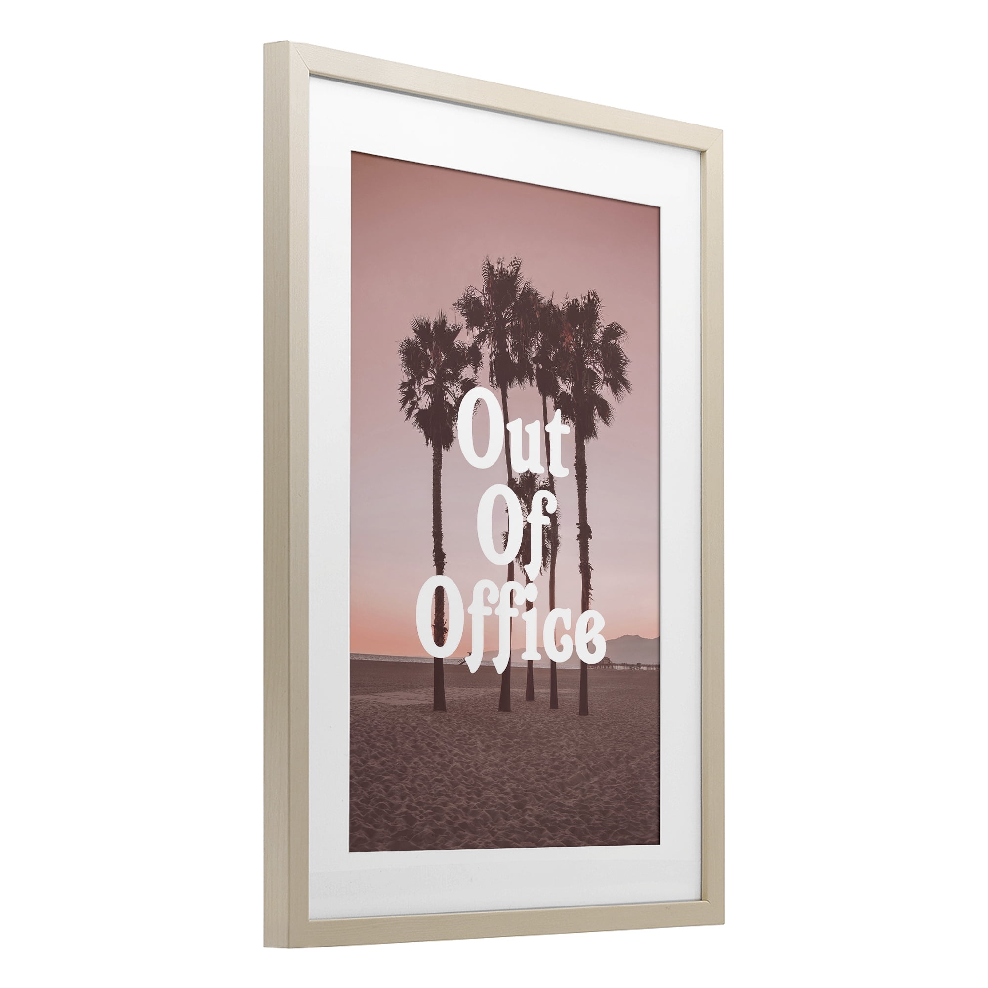 Stupell Industries Pink Tropical Out Of Office Birch Framed Print Under Glass, design by Lil' Rue