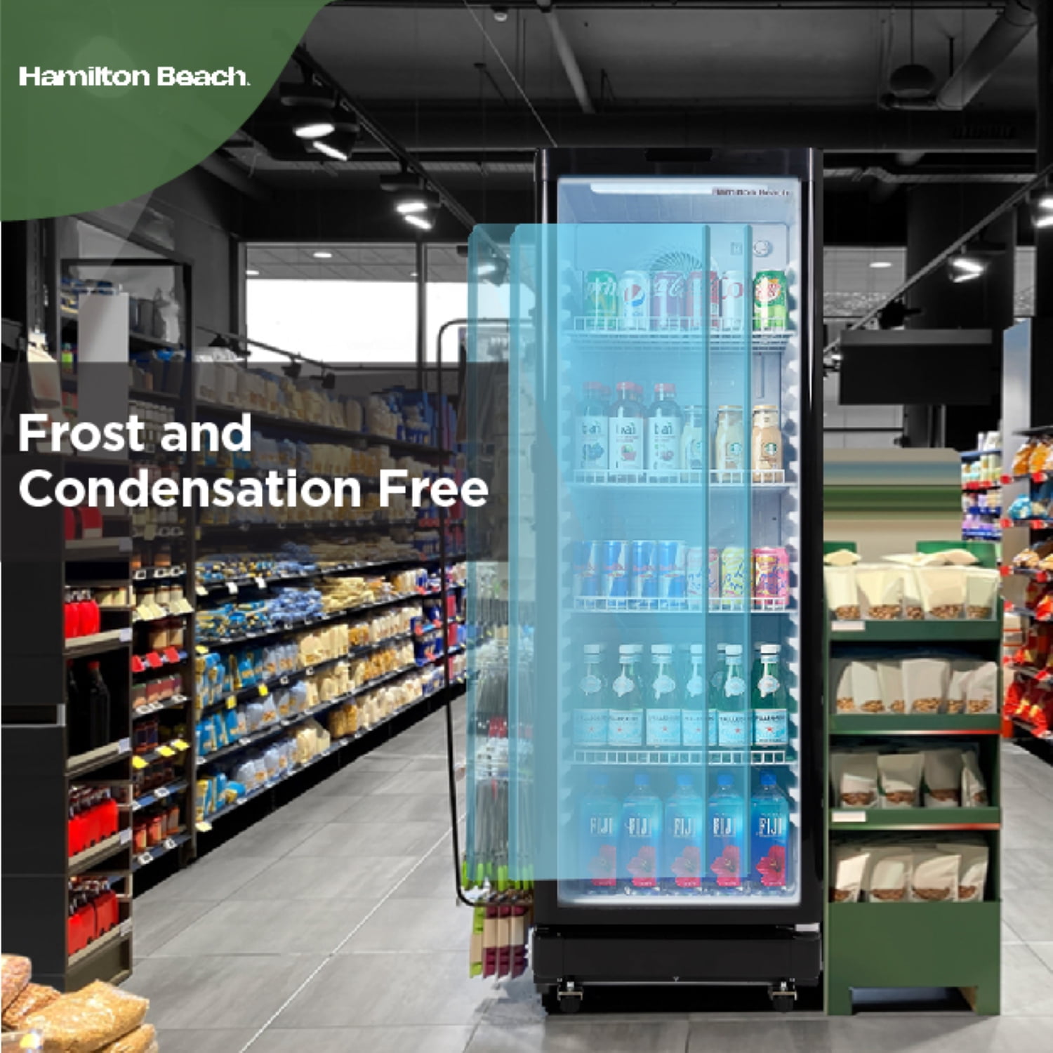 Hamilton Beach, 8.5 Cu.Ft. Commercial Glass Display Refrigerator, Black