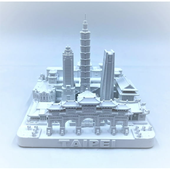 Taipei 3D City Famous Building Model Statue Souvenir Decoration for Home Office White 4”