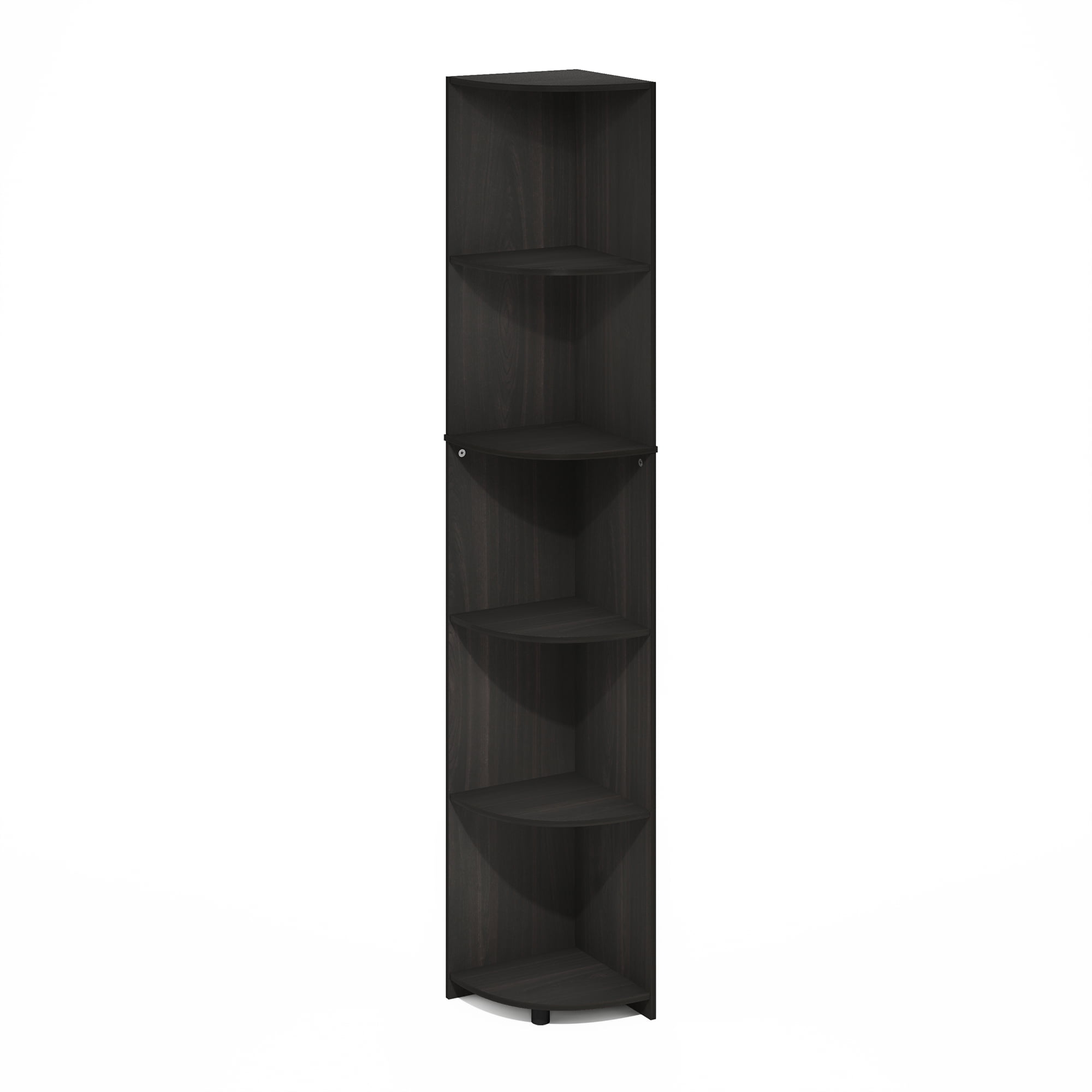 Furinno ECON 5-Tier Corner Shelf Bookcase in Bookshelf in Espresso