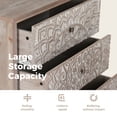 thumbnail image 4 of SUMMIT LIVING 3-Drawer Dresser Accent Cabinet Chest Washed Wood Finish with Carved Pattern, Brown & White, 4 of 11
